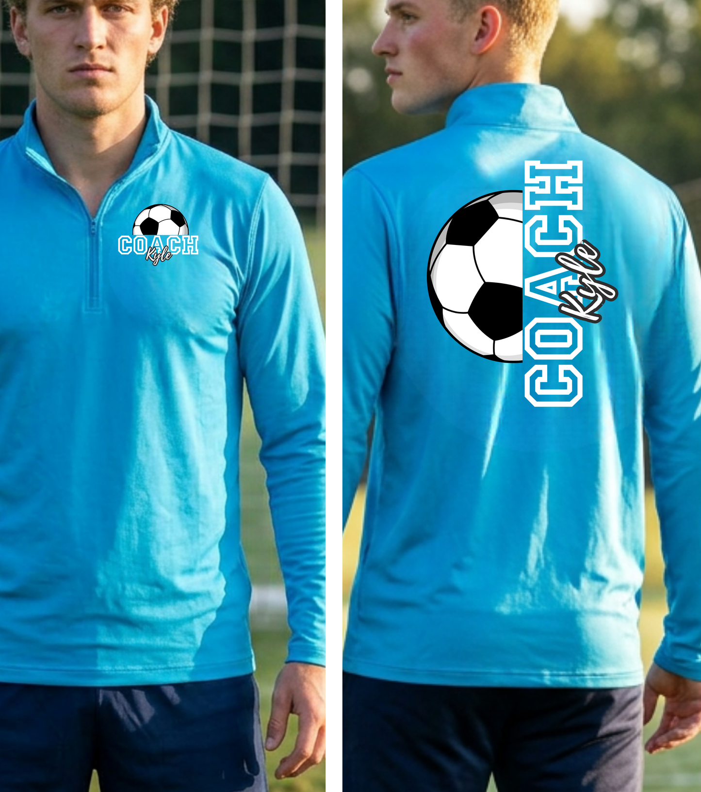 Soccer Coach Quarter-Zip Pullover — 'Coach' Graphic with Soccer Ball