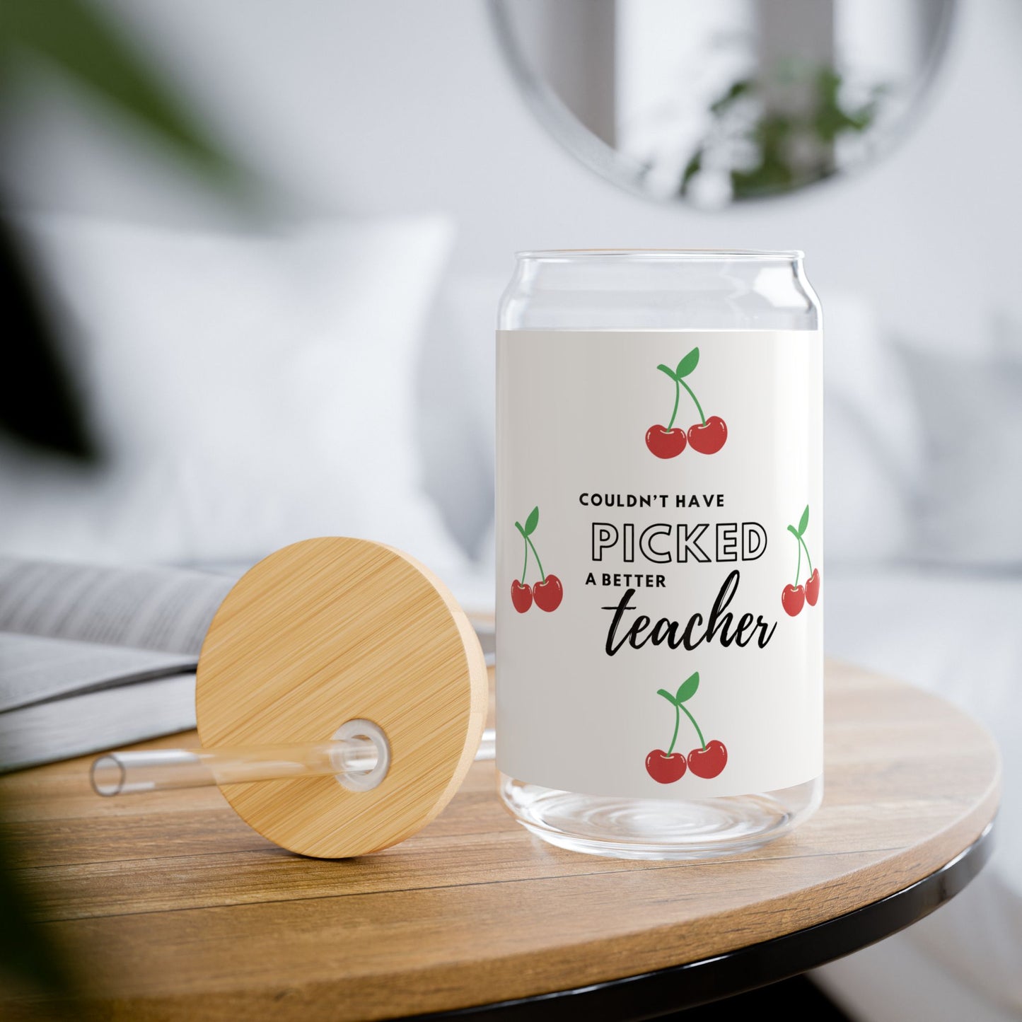 Sipper Glass Cherries Teacher Appreciation Gift 16oz