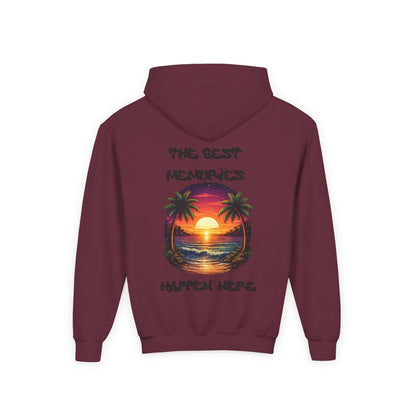 Youth Hoodie — Tropical Sunset Palm Beach Graphic