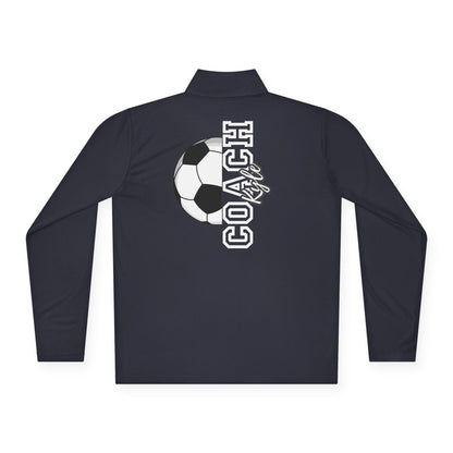 Soccer Coach Quarter-Zip Pullover — 'Coach' Graphic with Soccer Ball