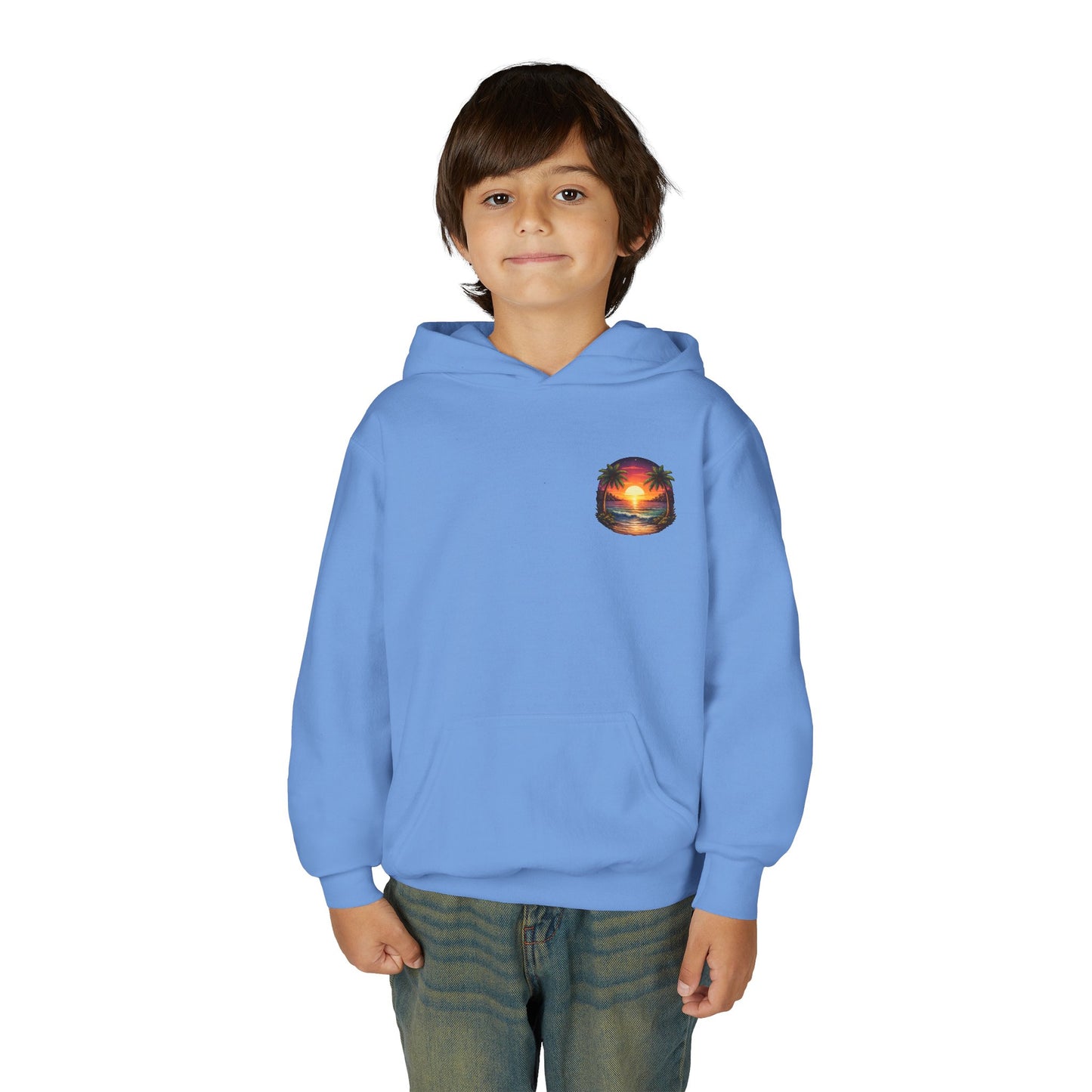 Youth Hoodie — Tropical Sunset Palm Beach Graphic
