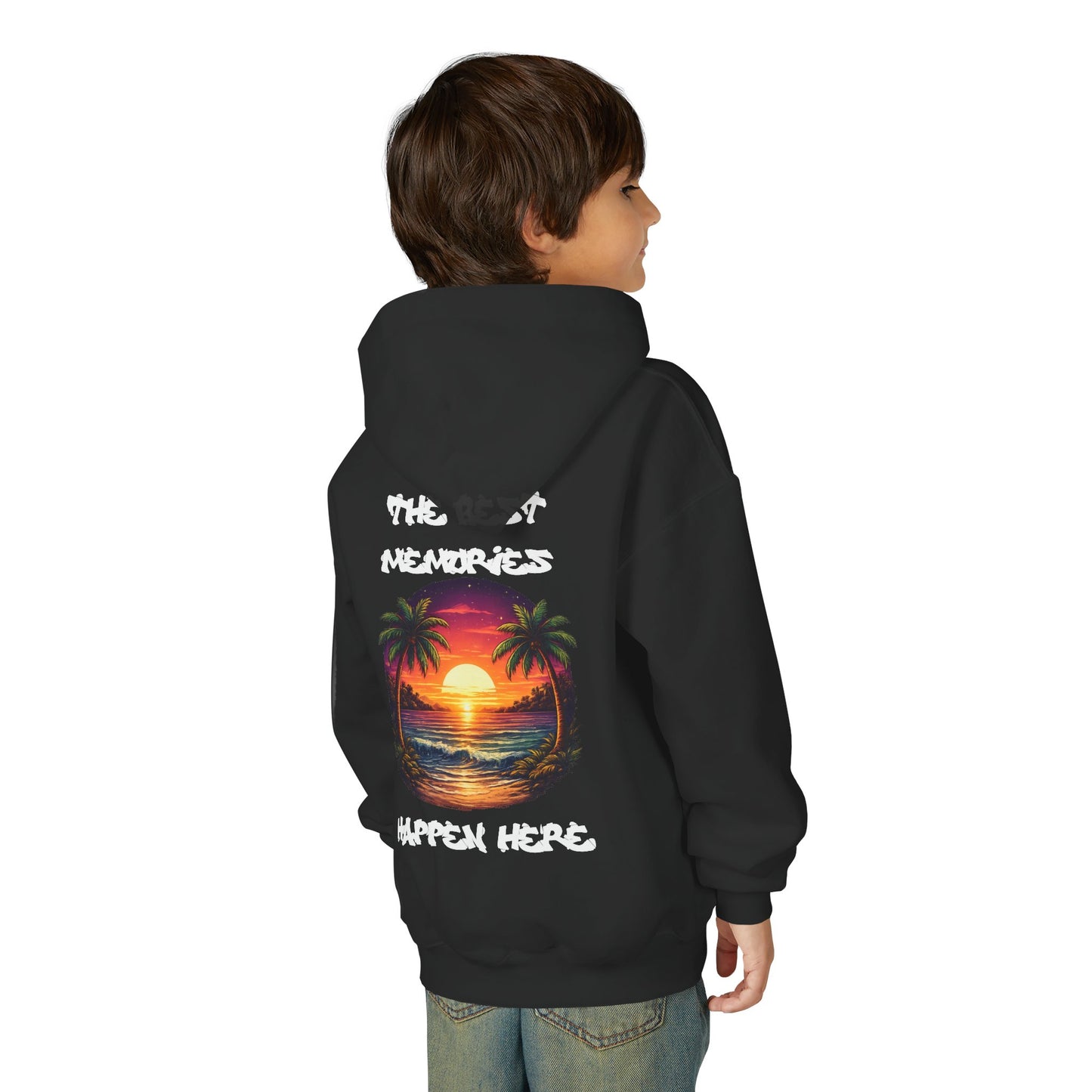 Youth Hoodie — Tropical Sunset Palm Beach Graphic