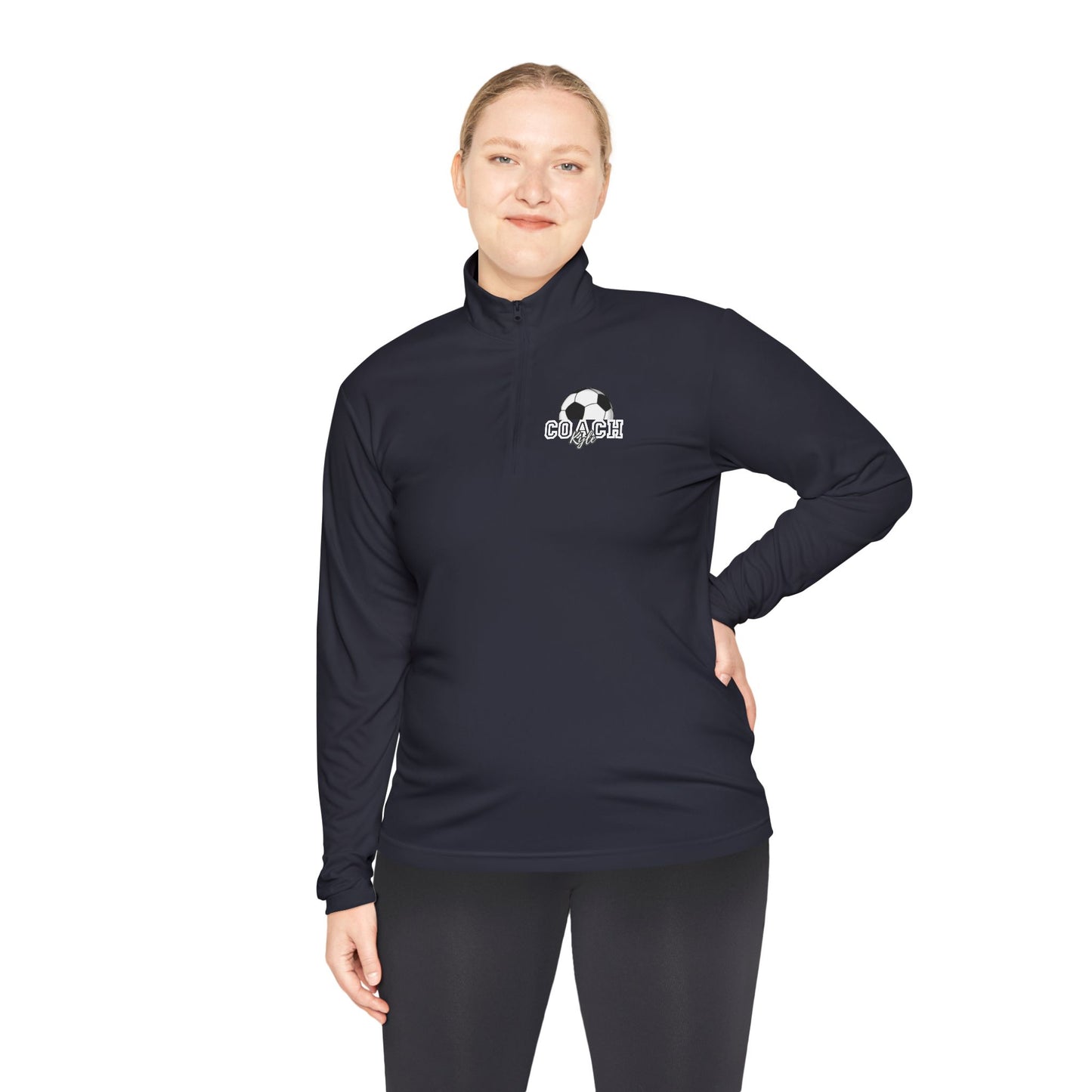 Soccer Coach Quarter-Zip Pullover — 'Coach' Graphic with Soccer Ball