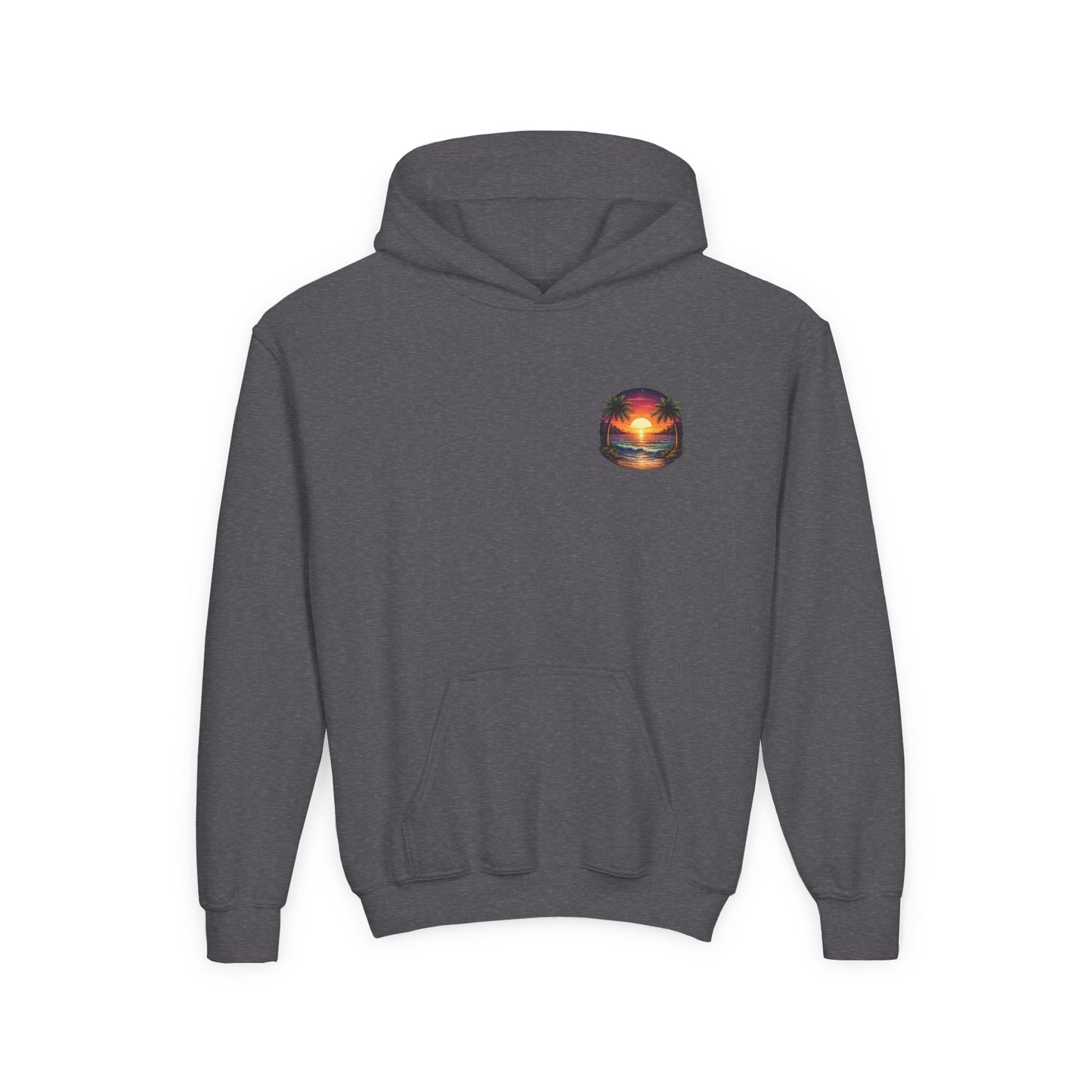 Youth Hoodie — Tropical Sunset Palm Beach Graphic