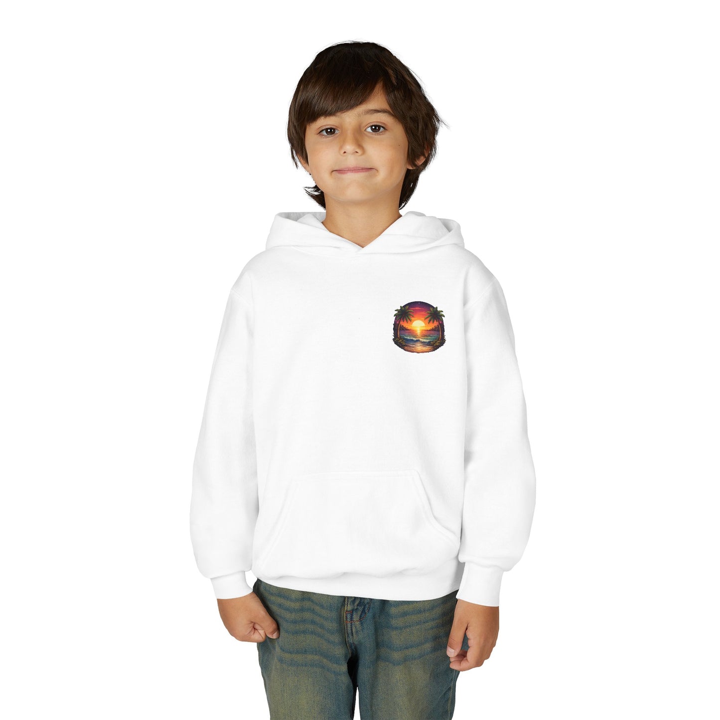 Youth Hoodie — Tropical Sunset Palm Beach Graphic