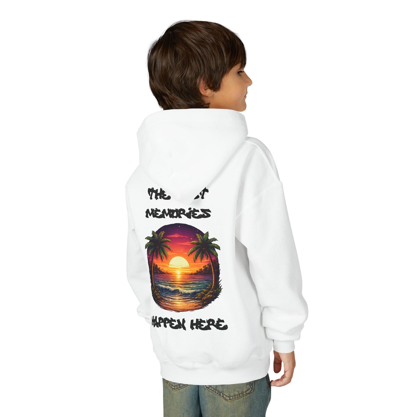 Youth Hoodie — Tropical Sunset Palm Beach Graphic