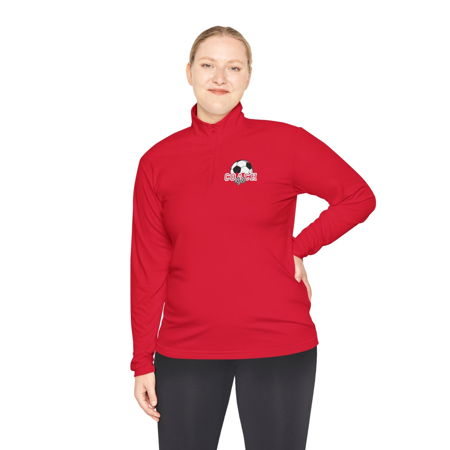 Soccer Coach Quarter-Zip Pullover — 'Coach' Graphic with Soccer Ball