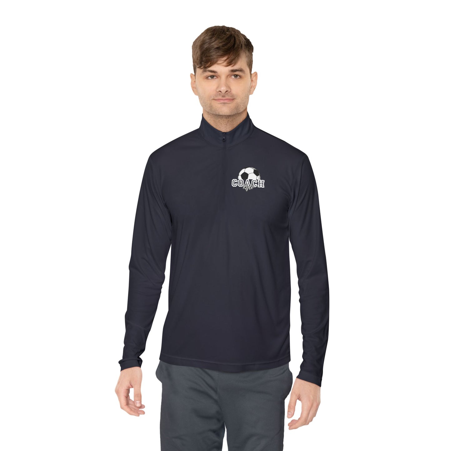 Soccer Coach Quarter-Zip Pullover — 'Coach' Graphic with Soccer Ball