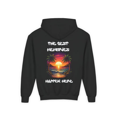 Youth Hoodie — Tropical Sunset Palm Beach Graphic
