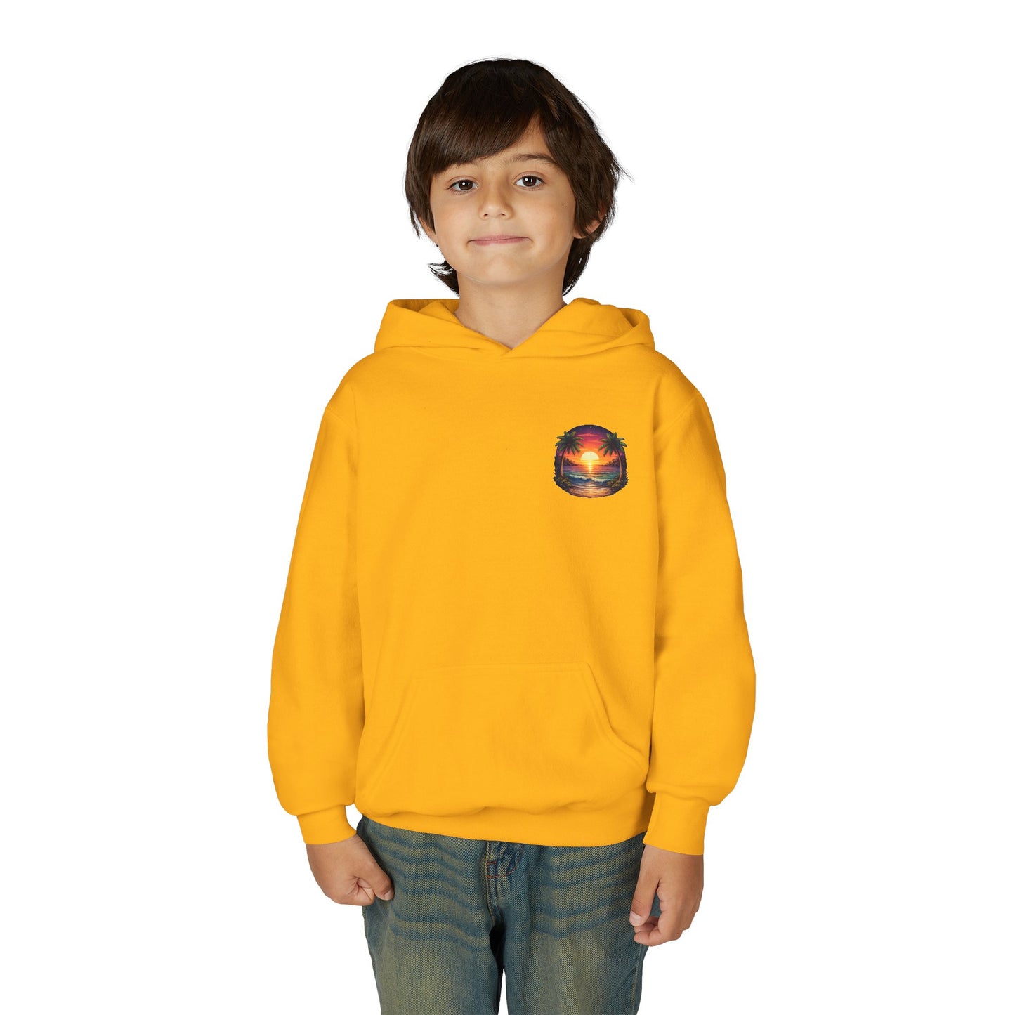 Youth Hoodie — Tropical Sunset Palm Beach Graphic
