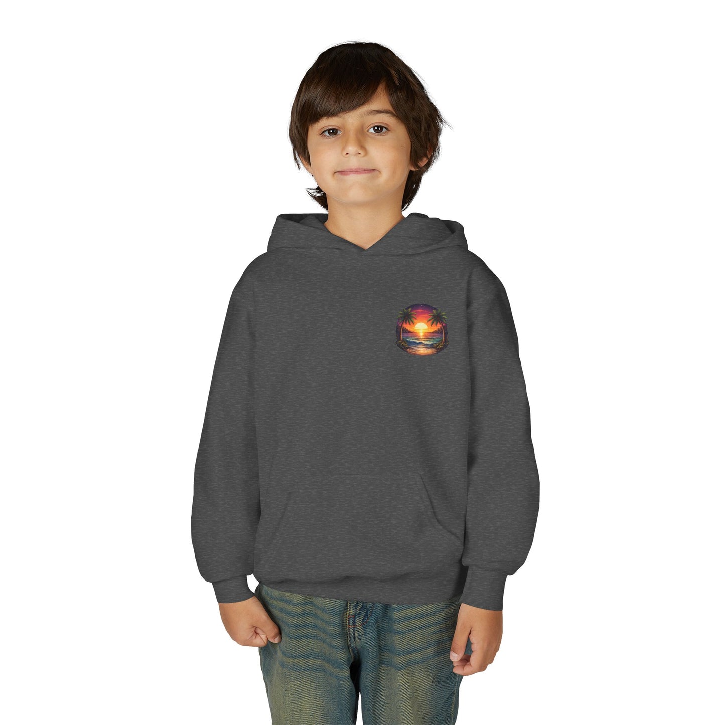 Youth Hoodie — Tropical Sunset Palm Beach Graphic
