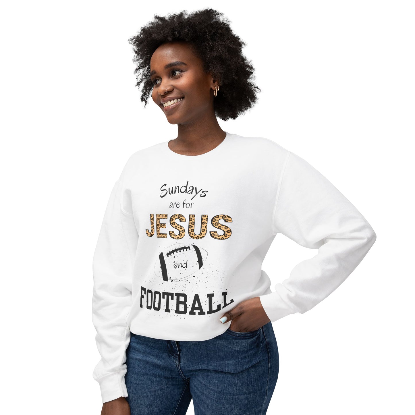 Sundays are for Jesus and Football Unisex Lightweight Crewneck Sweatshirt