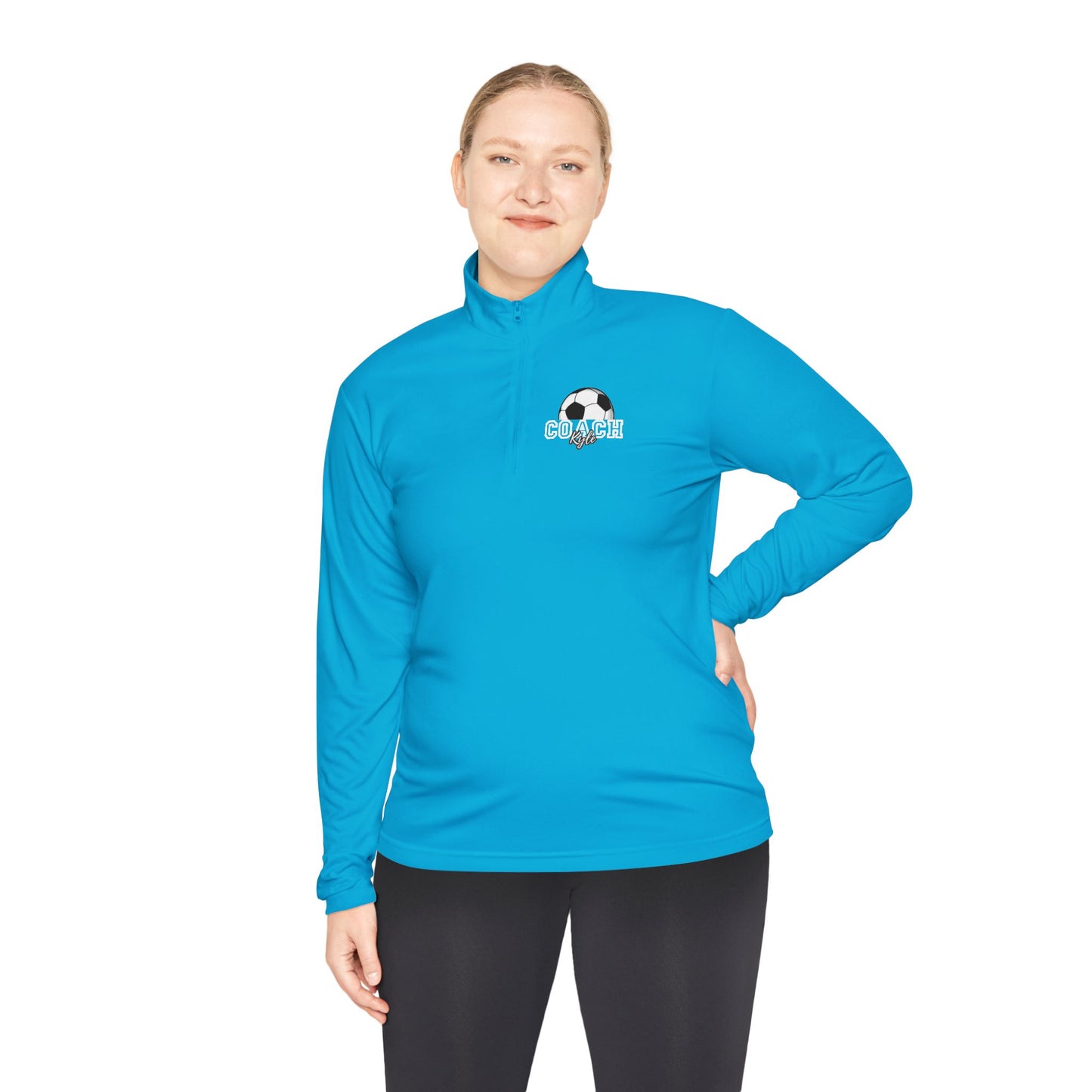 Soccer Coach Quarter-Zip Pullover — 'Coach' Graphic with Soccer Ball