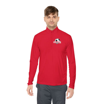 Soccer Coach Quarter-Zip Pullover — 'Coach' Graphic with Soccer Ball