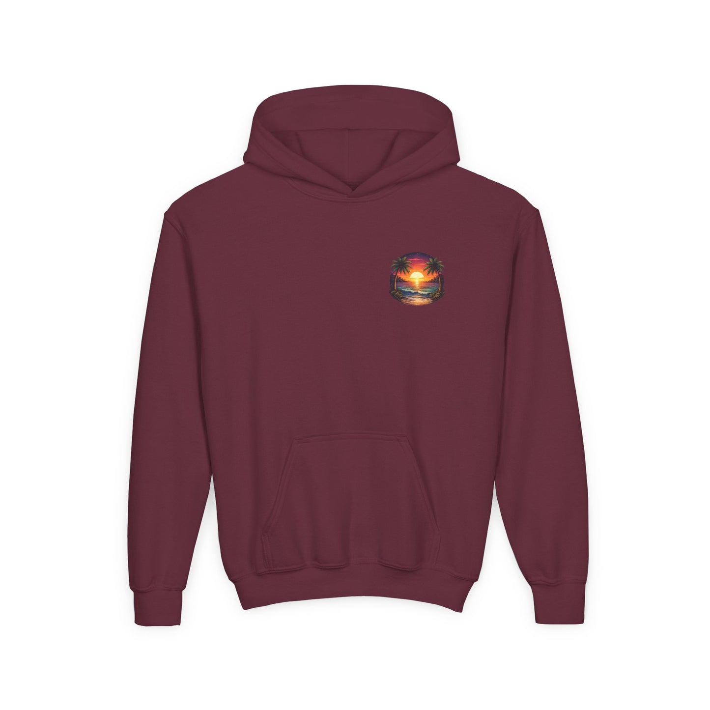 Youth Hoodie — Tropical Sunset Palm Beach Graphic