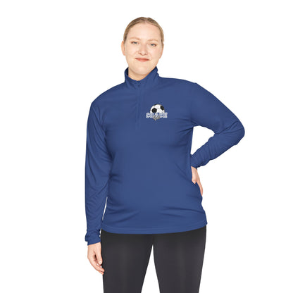 Soccer Coach Quarter-Zip Pullover — 'Coach' Graphic with Soccer Ball