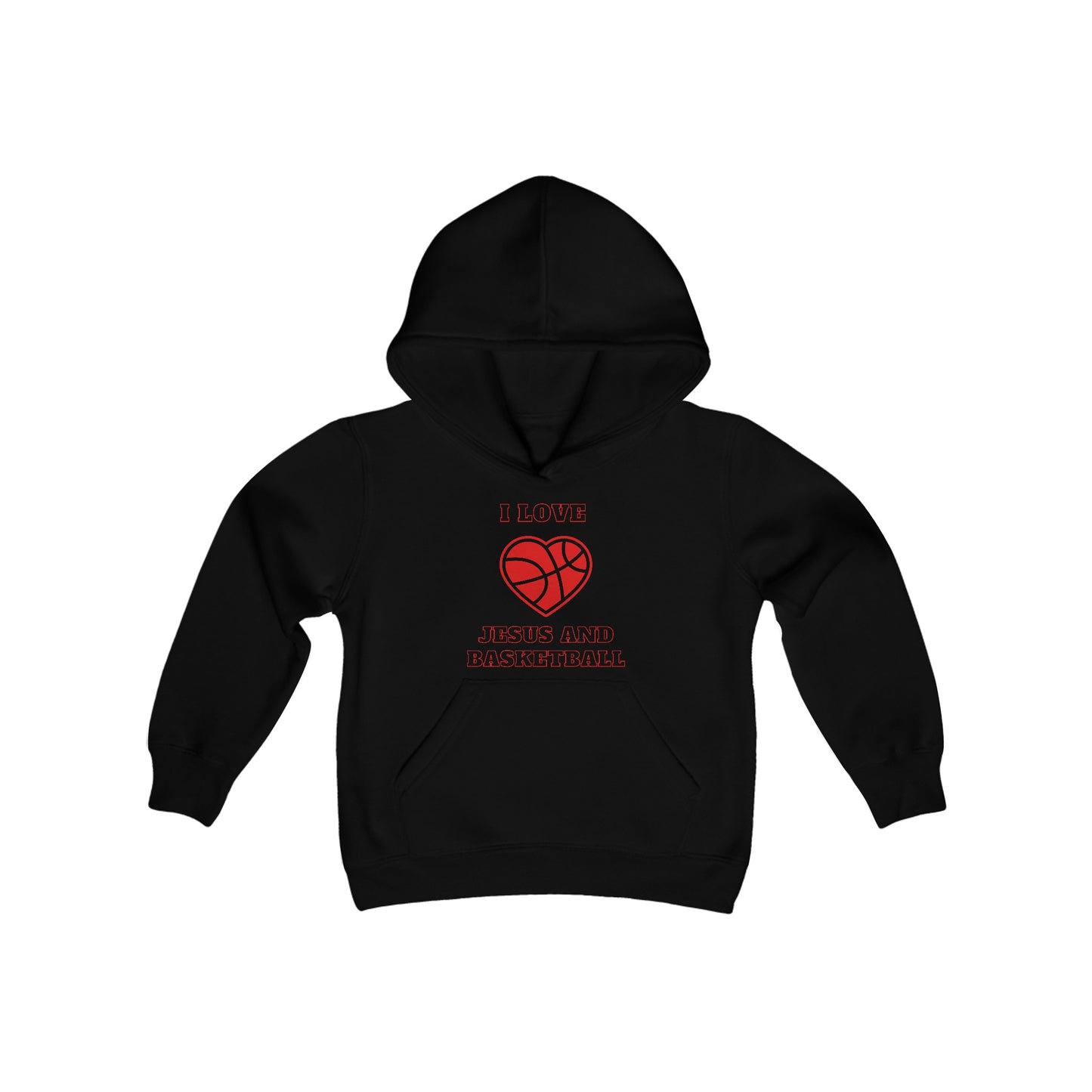 I Love Jesus and Basketball Youth Heavy Blend Hooded Sweatshirt