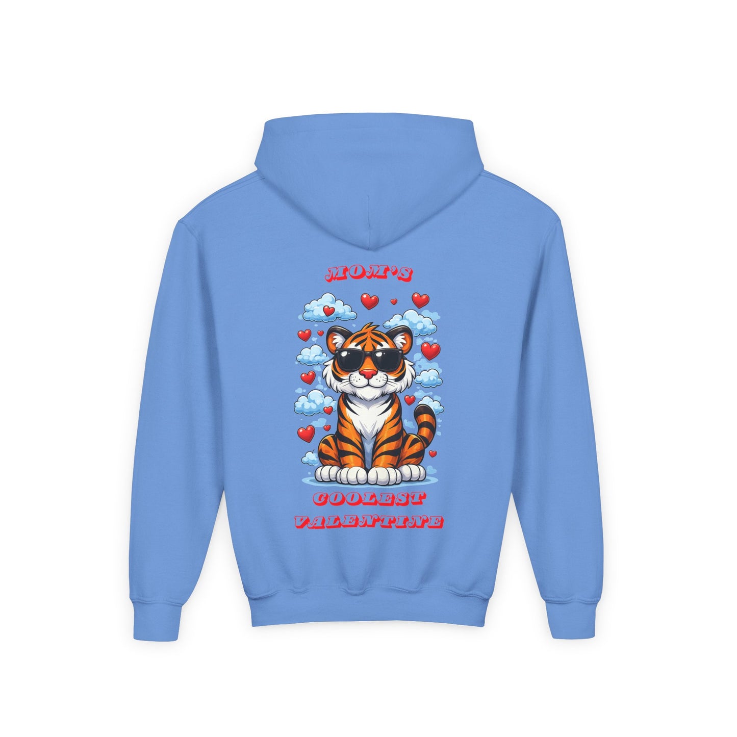 Youth Hoodie — Mom's Coolest Valentine - Cat with Sunglasses & Hearts — Kids Graphic Sweatshirt Hoodie