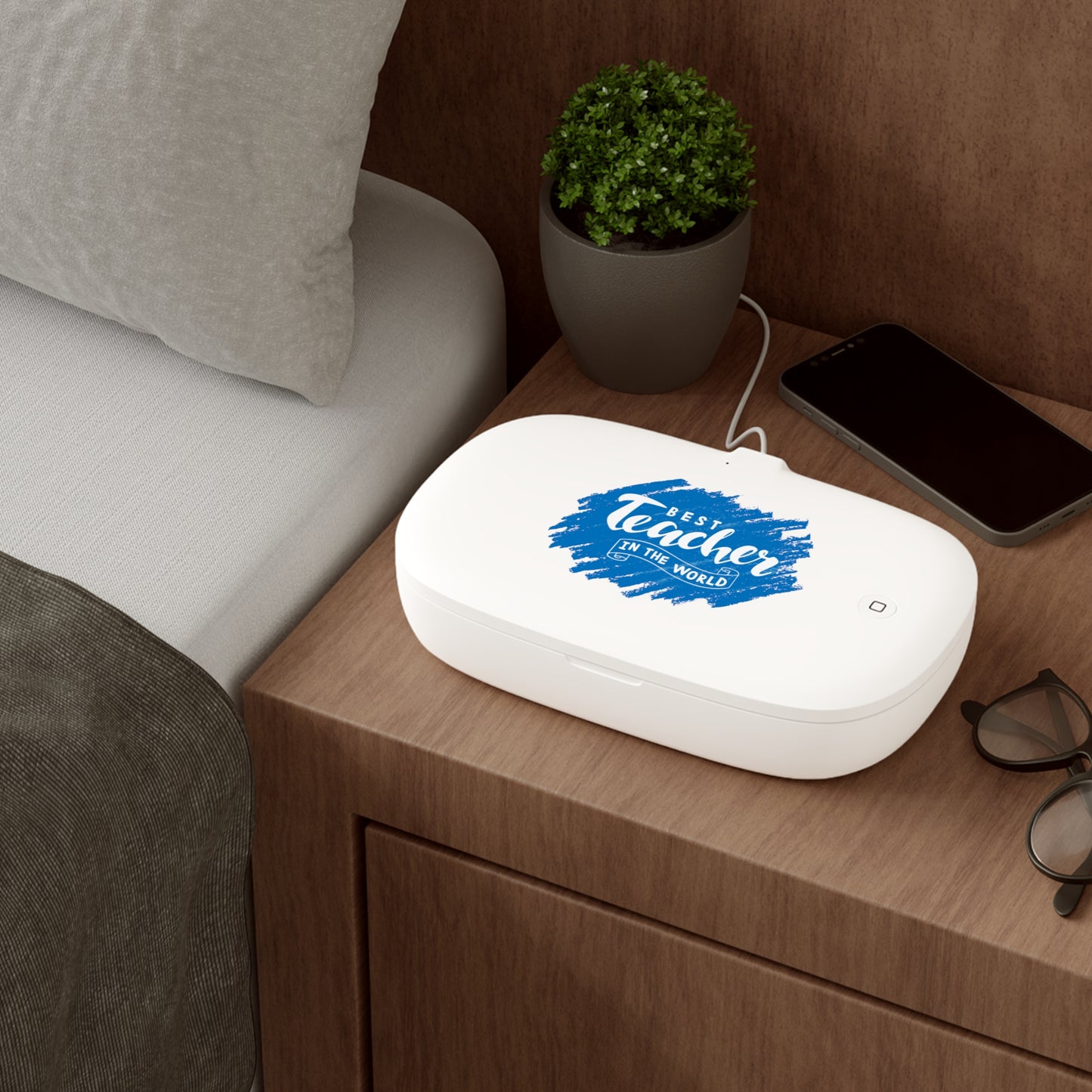 UV Phone Sanitizer & Wireless Charger for Teachers - Best Teacher in the World Design