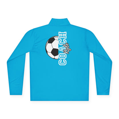 Soccer Coach Quarter-Zip Pullover — 'Coach' Graphic with Soccer Ball
