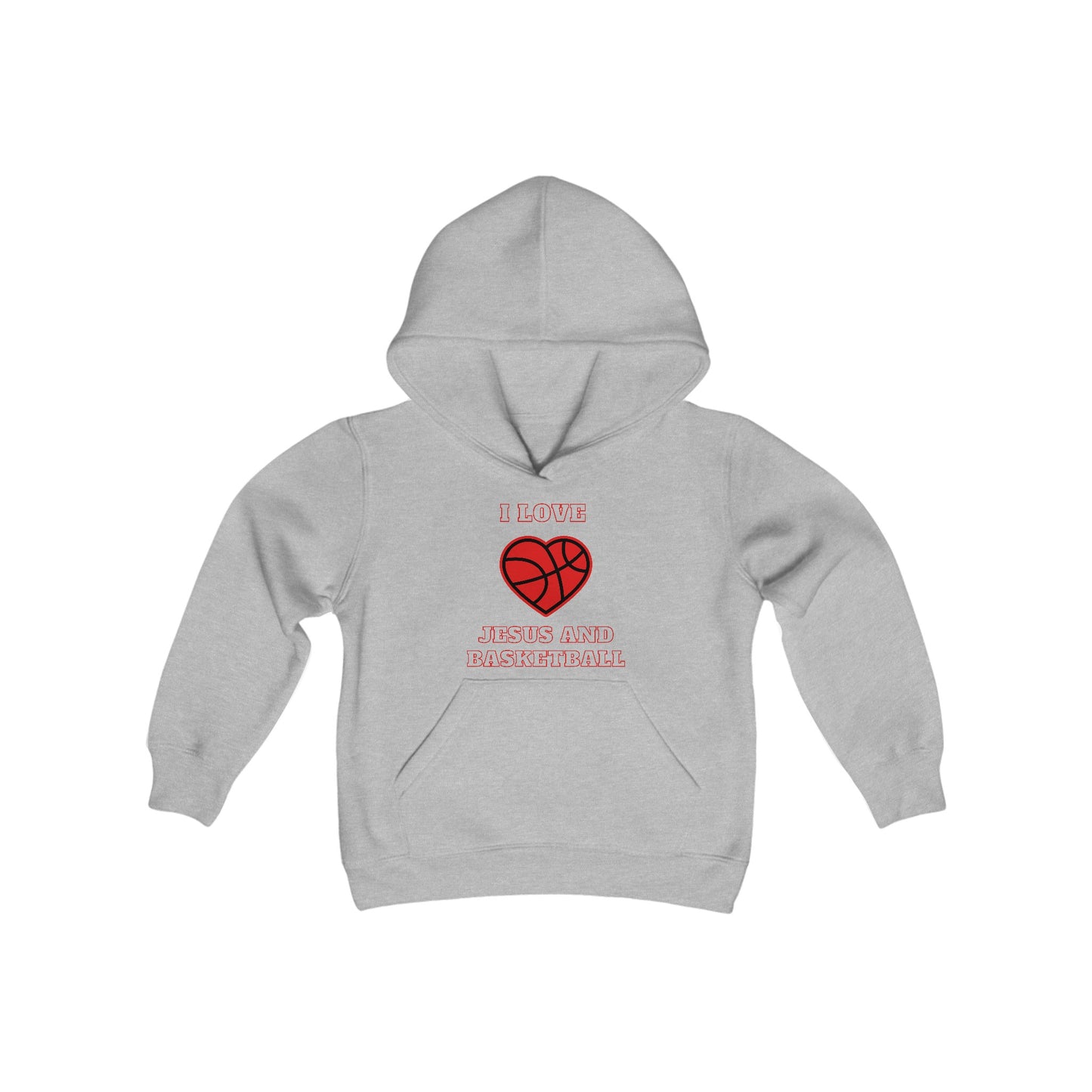 I Love Jesus and Basketball Youth Heavy Blend Hooded Sweatshirt