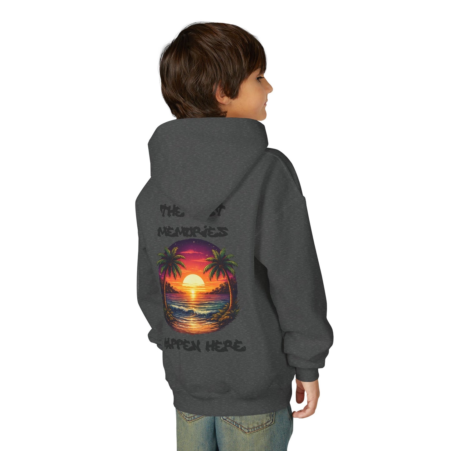 Youth Hoodie — Tropical Sunset Palm Beach Graphic