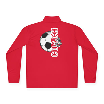 Soccer Coach Quarter-Zip Pullover — 'Coach' Graphic with Soccer Ball