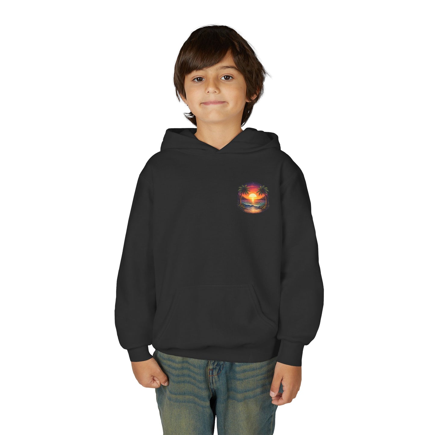 Youth Hoodie — Tropical Sunset Palm Beach Graphic