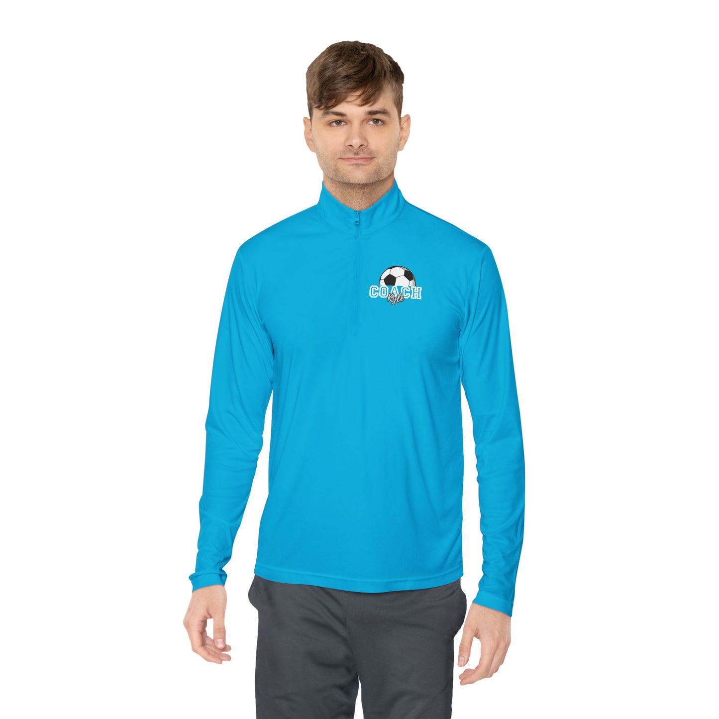 Soccer Coach Quarter-Zip Pullover — 'Coach' Graphic with Soccer Ball