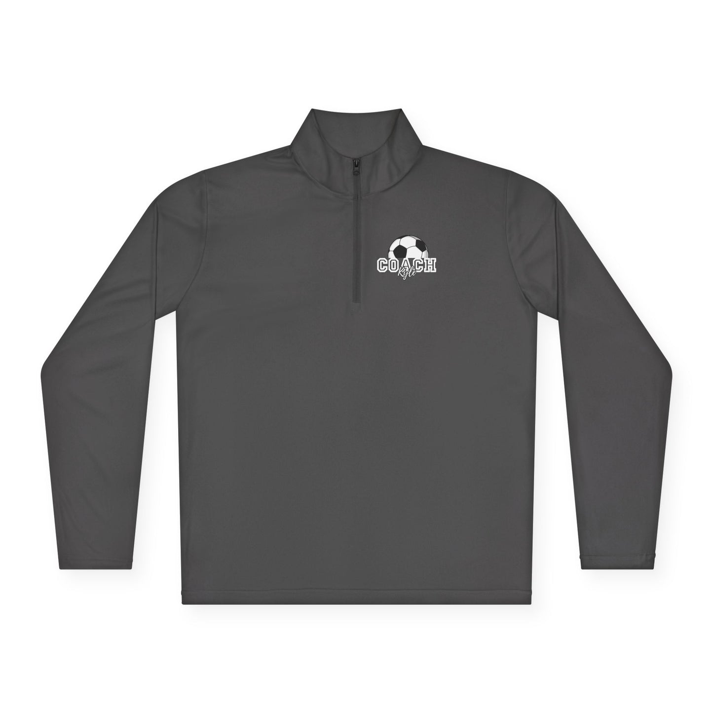 Soccer Coach Quarter-Zip Pullover — 'Coach' Graphic with Soccer Ball