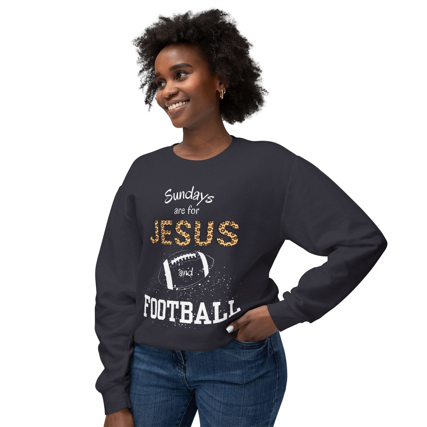 Sundays are for Jesus and Football Unisex Lightweight Crewneck Sweatshirt