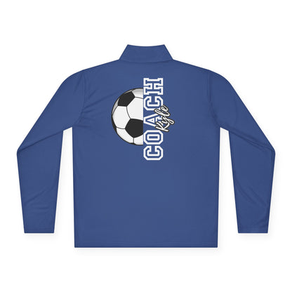 Soccer Coach Quarter-Zip Pullover — 'Coach' Graphic with Soccer Ball